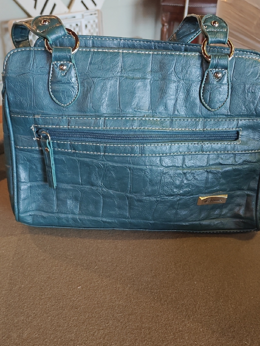 Memorial Day Sale! Alfred Dunner Green Croc-Embossed Tote Bag